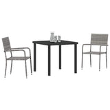 Garden Dining Set with Cushion 3 pcs Grey Poly Rattan 3379912