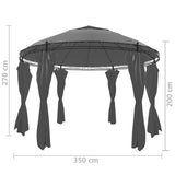 Gazebo with Curtains Round 3.5x2.7 m Anthracite 44762