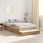 Storage Bed Frame with Drawer Artisan oak 236.5 x 120 x 31.5 cm 3335636