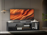 TV Stand Cabinet, Marble Effect TV Unit for up to 55" TVs with Glass Shelf and Storage Cabinet, T3398P377867