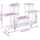 Flower Stand with Wheels 110x25x78 cm Solid Wood Fir 362855
