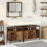 Bathroom Furniture Set with Shelf 3 pcs Brown Engineered wood 3332574