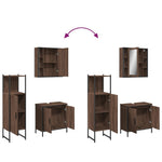 ZNTS 3 Piece Bathroom Cabinet Set Brown Oak Engineered Wood 3214764
