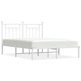 Bed Frame White Powder-Coated Steel Double Bed Frame 353587