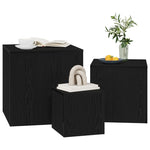 ZNTS 3 Piece Stackable Side Table Set Black Oak Engineered Wood 862676