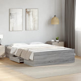 Bed Frame with Drawers without Mattress Grey Sonoma 120x200 cm 3280305