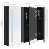 LED Bathroom Mirror Cabinet 89x14x62 cm Shining Black 326526