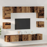TV Cabinet Set Wall-mounted 8 pcs Old Wood Engineered Wood 3393321