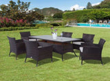 6 Seater Rattan Dining Set with Cushions, Rattan Garden Furniture Set with 6 Armchairs, Rectangular T3398P317727