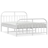 Bed Frame White Powder-Coated Steel Double Bed Frame 353702