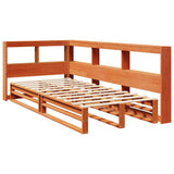 ZNTS Bookcase Bed without Mattress Wax Brown 100x200cm Solid Wood Pine 3324507