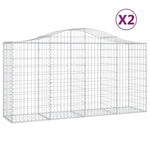 Arched Gabion Baskets 2 pcs 200x50x100/120 cm Galvanised Iron 3145640