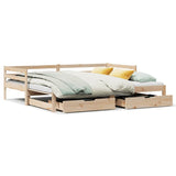 Daybed with Trundle and Drawers without Mattress 90x190 cm Single 3302146