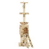 Cat Tree with Sisal Scratching Posts 138 cm Beige Paw Prints 170581
