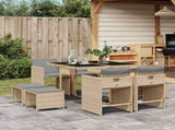 9 Piece Garden Dining Set with Cushions Mix Beige Poly Rattan 3211140