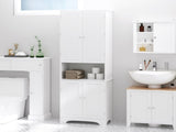 MDF Freestanding 6-Tier Bathroom Storage Cabinet White UK T3398P343464