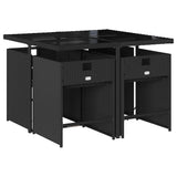 Garden Dining Set Black PE rattan 4-seater Foldable 3211075