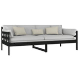 Day Bed Black Solid Pine Wood Single Convertible 820361