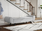 Storage Ottoman with Armrest, Upholstered Linen Storage Bench, Window Seat with Rubberwood Legs, T3398P342472