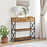 Console Table with Drawer with Shelf Old wood 75 x 28 x 75 cm 863535