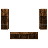 5 Piece TV Wall Units with LED Smoked Oak Engineered Wood 3216601