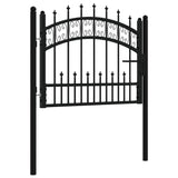 ZNTS Fence Gate with Spear Top Black 103x120 cm Powder-coated Steel 151089