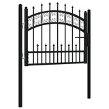 Fence Gate KAMPEN with Spear Top Black 103x75 cm Steel 151089