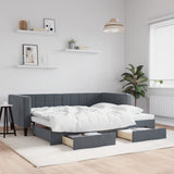 Daybed with Trundle&Drawers without Mattress Dark Grey 90x190 cm Single 3196786