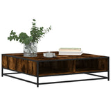 ZNTS Coffee Table Smoked Oak 100x100x30 cm Engineered Wood and Metal 848776