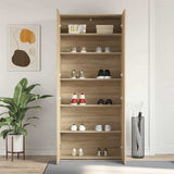 Shoe Cabinet with Door Brown 80 x 35.5 x 180 cm Engineered wood 3333838