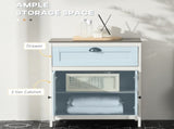 Bathroom Floor Cabinet, Freestanding Storage Cupboard with Drawer, Double Door Cabinet and T3398P344555