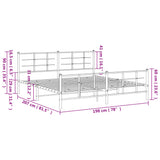 Bed Frame Black Steel Double Bed Frame Rectangular Modern 355585