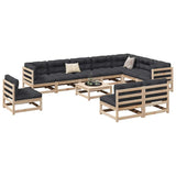 11 Piece Garden Sofa Set Solid Wood Pine 3299485