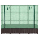 ZNTS Raised Bed with Greenhouse Cover Rattan Look 160x40x138 cm 4015802