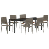 Garden Dining Set with Cushion 7 pcs Grey Poly Rattan 3379714