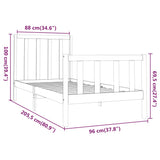 Bed Frame without Mattress 90x200 cm Solid Wood Pine 3106688