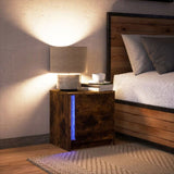 Bedside Cabinet with LED Lights Smoked Oak Engineered Wood 852055