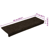 Stair Mats Self-adhesive 15 pcs 65x21x4 cm Dark Brown Rectangular Edge 326187