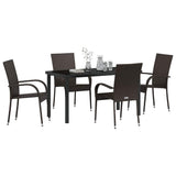 Garden Dining Set 5 pcs Brown Powder-Coated Steel 3379396