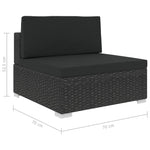 6 Piece Garden Lounge Set with Cushions Poly Rattan Black 46746