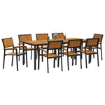 Garden Dining Set 9 pcs Black and brown 200 x 90 x 75 cm 3284420