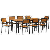 Garden Dining Set 9 pcs Black and brown 200 x 90 x 75 cm 3284420