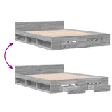 Bed Frame with Drawers without Mattress Grey Sonoma 135x190 cm Double 3280774