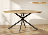 Dining Table for 4, 120 cm Industrial Kitchen Table with Wood Effect Tabletop and Steel Legs, Oak T3398P549937