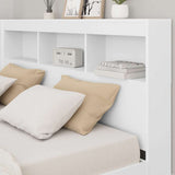 Storage Headboard with Shelf White 135 cm Engineered Wood 3335549