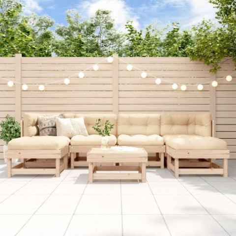 ZNTS 7 Piece Garden Lounge Set Solid Wood Pine 3186354