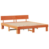 Bed Frame with Headboard Wax Brown 200 x 200 cm Solid Pine Wood 3382291
