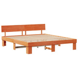Bed Frame with Headboard Wax Brown 180 x 200 cm Solid Pine Wood 872559