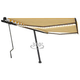 Manual Retractable Awning with LED 400x300 cm Yellow and White 3069743