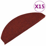 Stair Mats Self-adhesive 15 pcs 65x22.5x3.5 cm Red 136398